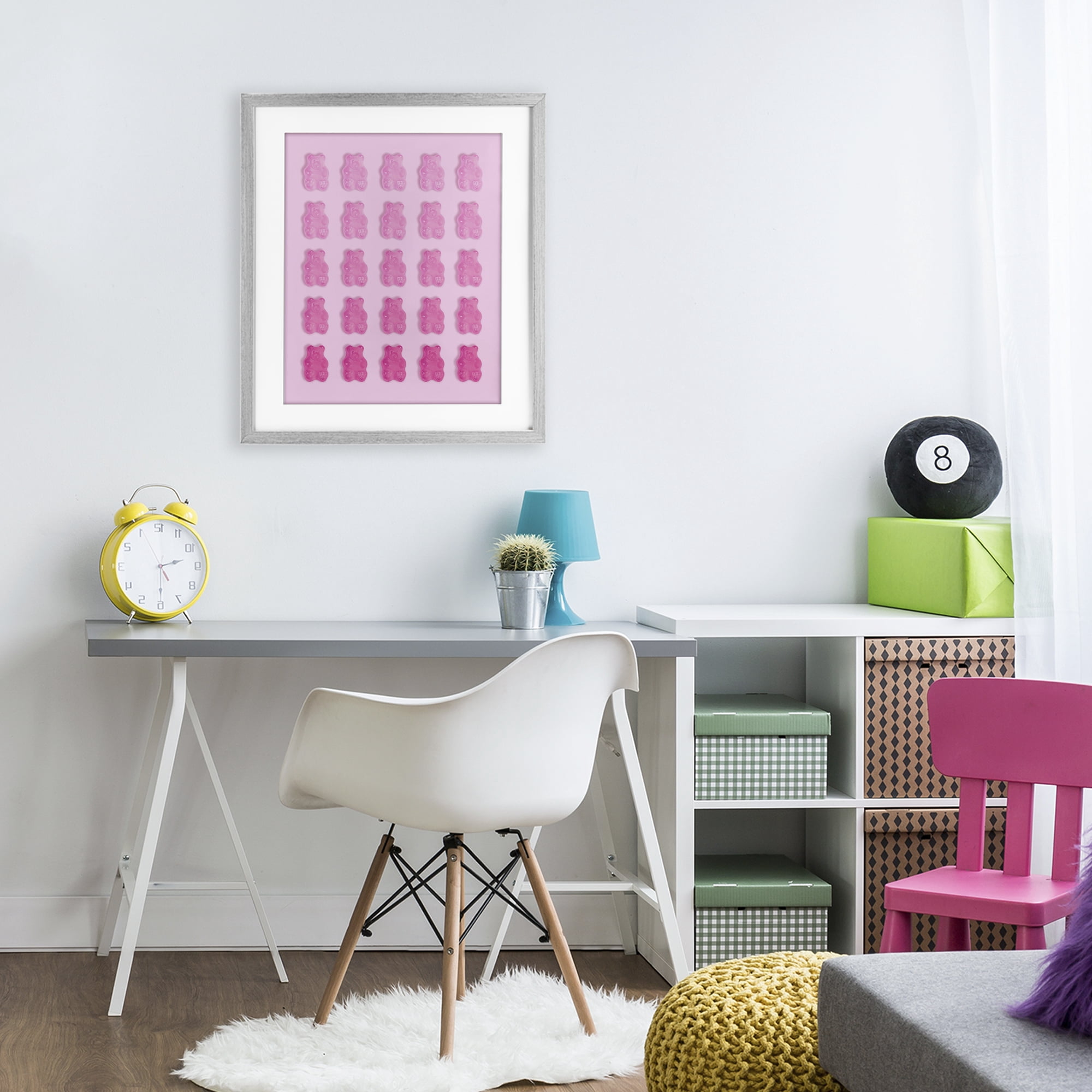 Stupell Industries Gradient Pastel Pink Bears Gray Framed Print Under Glass, design by LISH Creative