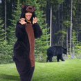 thumbnail image 2 of ¡Onesie Funziez! Disfraz de oso sherpa para Halloween con forma de animal adulto, 2 of 5