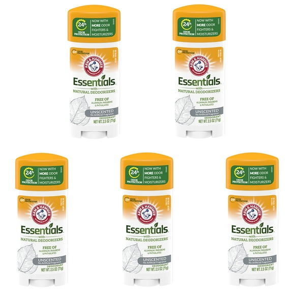 Arm & Hammer Essentials Deodorant With Natural Deodorizers Unscented - Buy Packs And Save (Pack Of 5)