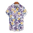 thumbnail image 4 of Gamivast Hawaiian Shirt for Men Fashion Print Short Sleeve Tops Summer Button Down Shirts Beach Vacation Summer Shirt Purple L Clearance Clothes of the Day Online Only, 4 of 6