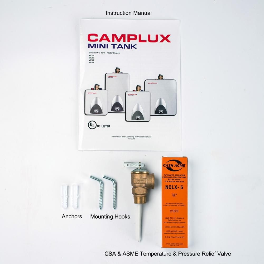 Camplux ME40 Mini Tank Electric Water Heater 4-Gallon with Cord Plug,120 Volts