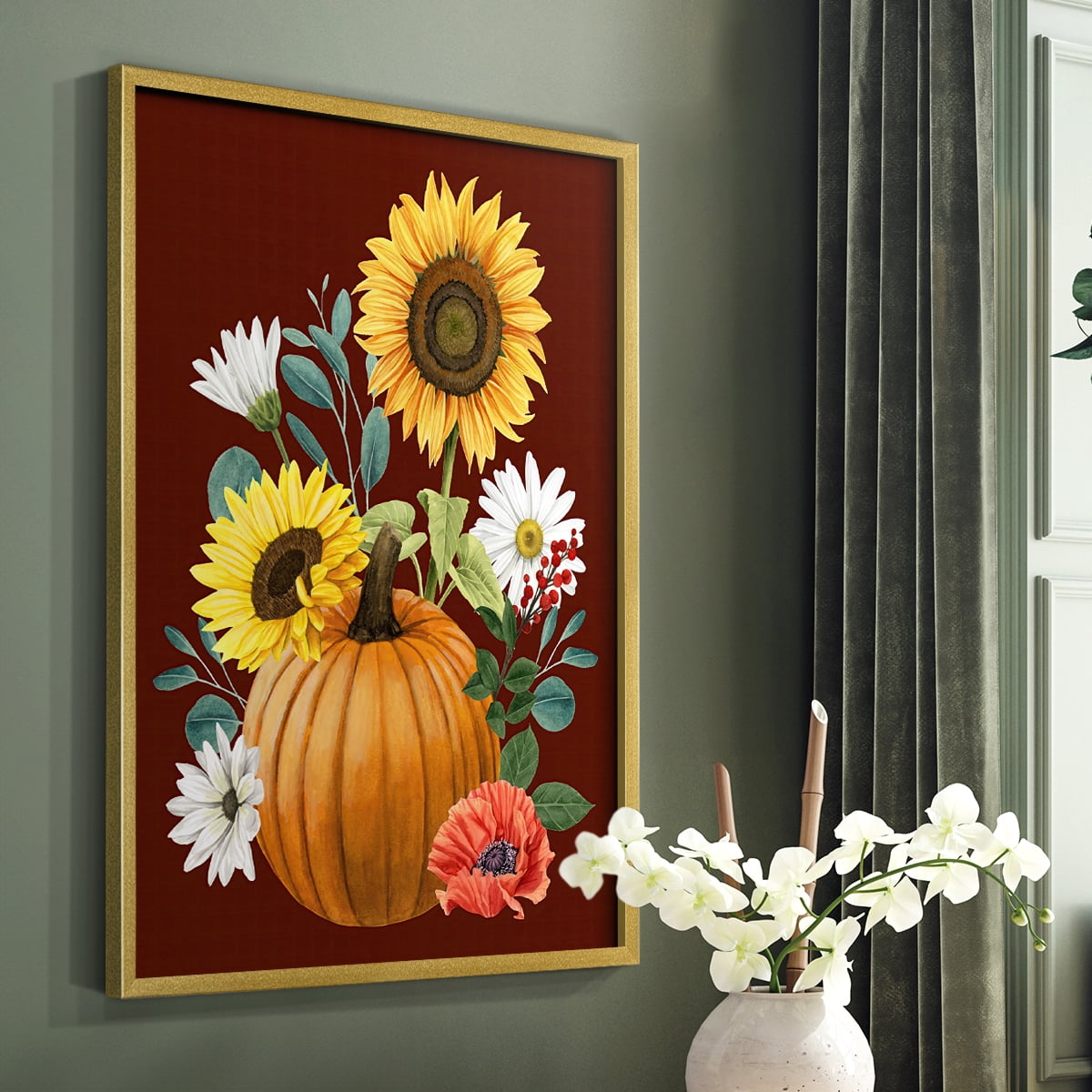 Beautiful Fall I Framed Print in Gold Solid Wood Framed Print No Nail Hanging