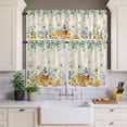 thumbnail image 4 of 3 Piece Kitchen Curtains and Valances Set Daisy Spring Floral Cafe Curtains 36 Inch Length Farmhouse Botanical Green Leaves Valance & Tier Curtain for Living Room Bedroom Window 54"x18"+27"x36"*2, 4 of 6