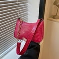 thumbnail image 5 of French retro crocodile pattern chain underarm bag new artificial leather shoulder crossbody bag-Rose red, 5 of 5