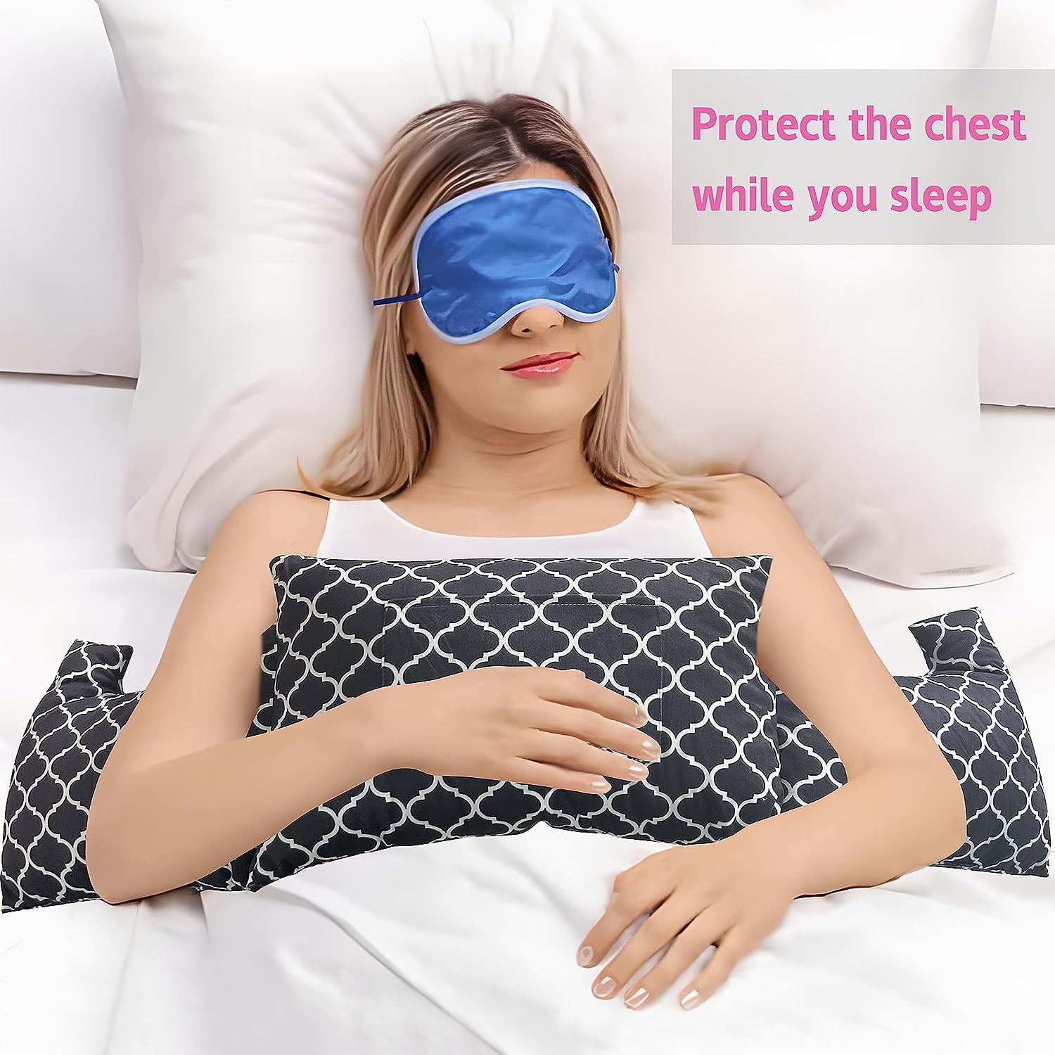 Mastectomy Pillow - Post Surgery Pillow,Breast Pillow with Pocket for Heart Pillow for Recovery Breast Reduction & Aaugmentation Patients Seatbelt Protection-Surgery Pillow Breast Cancer Gift