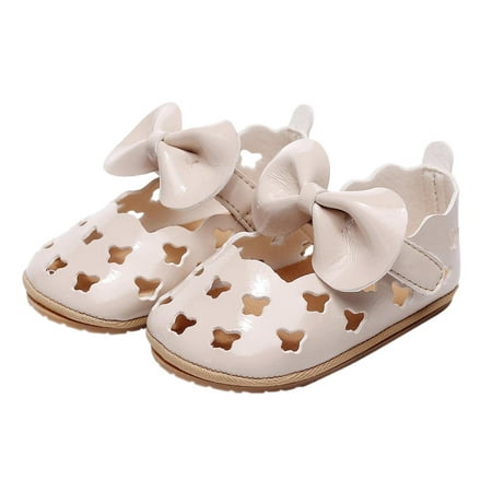

nsendm Size 4 Toddler Sandals Princess Out Hollow Shoes Infant For 0-18M Walkers Shoes Bowknot Girls Sandals Summer Sandal Beige 6 Months