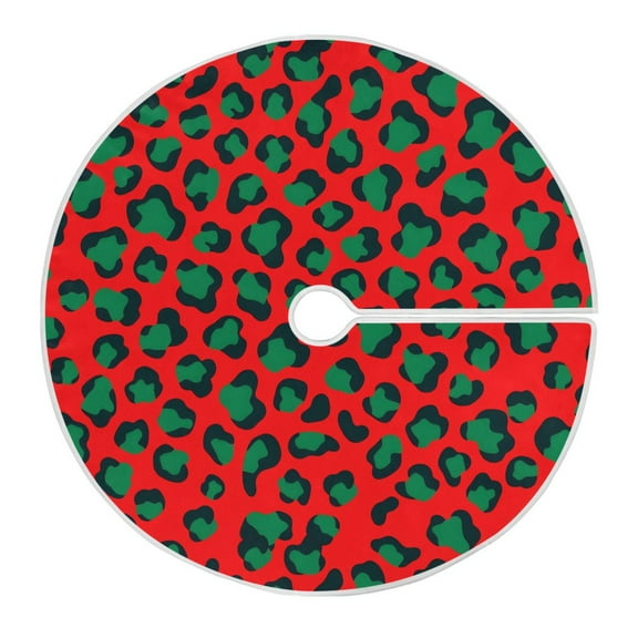 Ryvnso Christmas Tree Skirt Green Leopard Print Xmas Tree Skirts Ornament Home Decorations 35.4"
