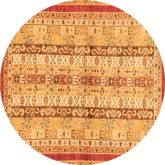 Ahgly Company Indoor Round Abstract Orange Modern Area Rugs, 3' Round
