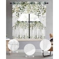thumbnail image 2 of Sage Green Eucalyptus Leaves Swag Kitchen Curtains Sets for Windows 24 Inch Length, Spring Botanical Floral Short Window Curtain Panels Swags Valances and Tiers 3 Piece Set for Cafe/Dining Room, 2 of 5