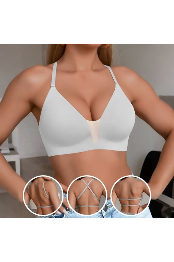 Wire Free Bra for Women Solid Color Push Up Sports Bralette Full Coverage Seamless Comfort Everyday Bra 30A, Gray