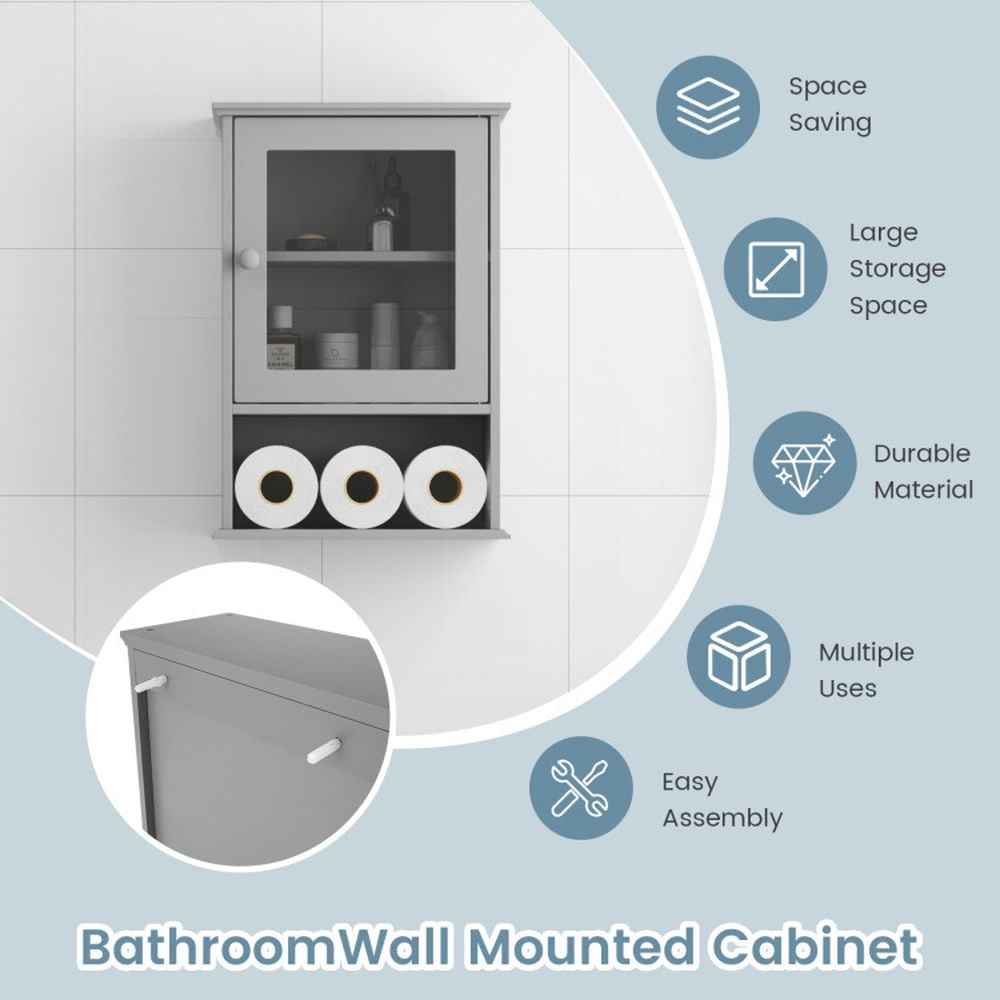Finihen Bathroom Wall Cabinet, Wall Mounted Bathroom Cabinet, Medicine Cabinet, Bathroom Wall Mounted Adjustable Hanging Storage Medicine Cabinet, for Bathroom, Gray Finihen Bathroom Wall Cabinet, Wall Mounted Bathroom Cabinet, Medicine Cabinet, Bathroom Wall Mounted Adjustable Hanging Storage Medicine Cabinet, for Bathroom, Gray