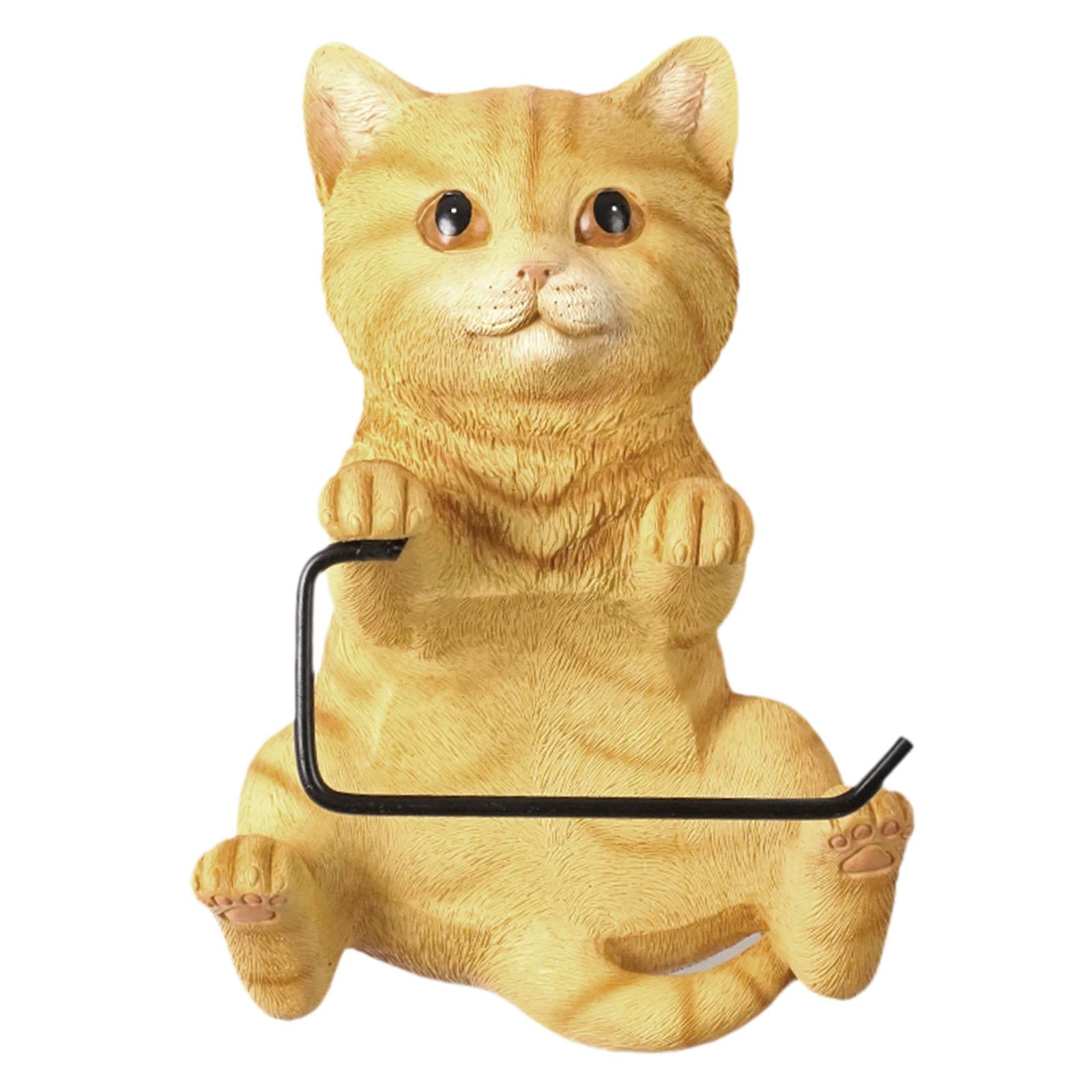 Fiocias Wall Mounted Cat Toilet Paper Roll Holder Bathroom Accessories Premium Resin Yellow