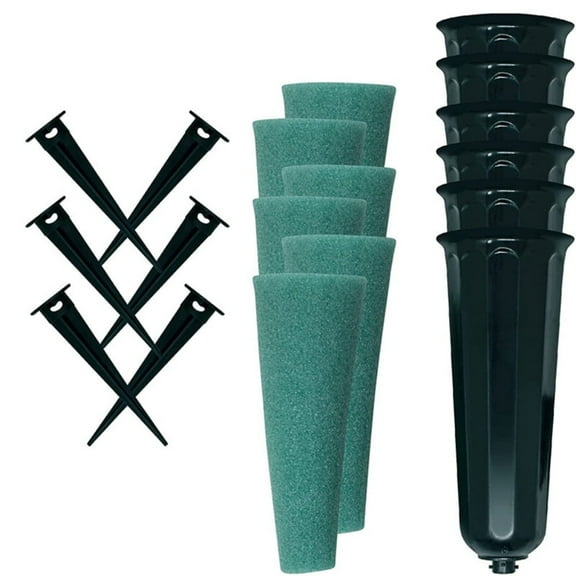 6 Pcs Cemetery Vases with Spikes Foam Memorial Floral Ground Vases Headstone Flower Saddle Flower Holder