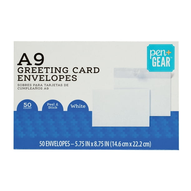 Pen+Gear A9 Greeting Card Envelopes, 24 lb. White, Peel & Stick, 50/CT