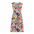 thumbnail image 5 of ClodeEU Women's Crew Neck Sleeveless Floral Print A Line Midi Dress,Casual Summer Swing Dress Hot Pink,Women's Plus L, 5 of 7