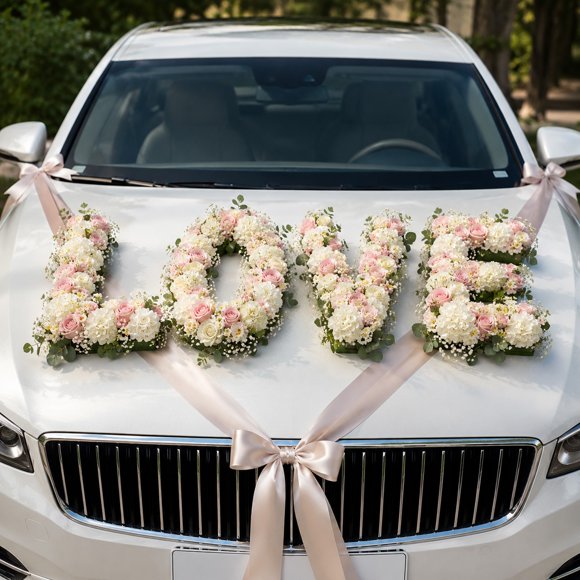 Floral Foam Holders for Wedding Car Decor 4 Pack Love Shape Flower Arranging Mud with Suction Cups, Green, Water-Absorbing Foam for Wedding Bouquet
