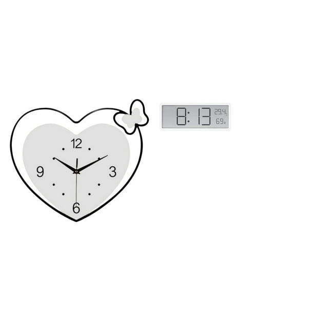 Reloj De Pared Acrílico En Forma De Corazón Con Gran Pantalla Digital, Movimiento Silencioso, Arte Decorativo Para Sala De Estudio, Cafetería, Oficina, Dormitorio, Temperatura Y Humedad.