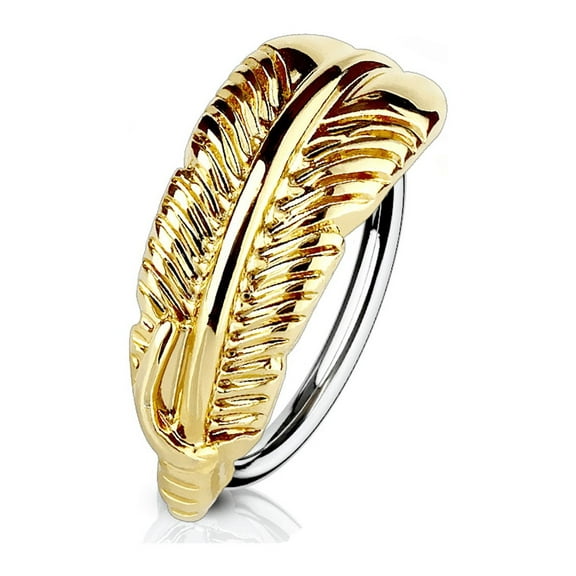 Nose & Cartilage Bendable Hoop Ring with Feather Hugger Top 20g or 18g S.steel