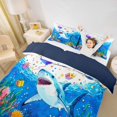 thumbnail image 3 of Castle Fairy Watercolor Birthday Shark Art Twin Duvet Cover,Confetti Gift Coral Party Print Twin Bedding,Purple Cyan,Navy Blue Reversible,2pcs,No Comforter,1 Duvet Cover and 1 Pillowcase, 3 of 6
