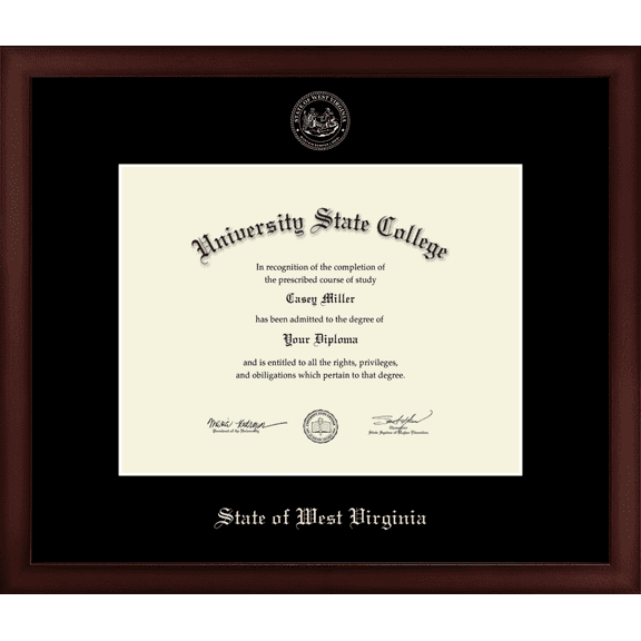 State of West Virginia Official State Seal Document Frame, Document Size 11" x 8.5"