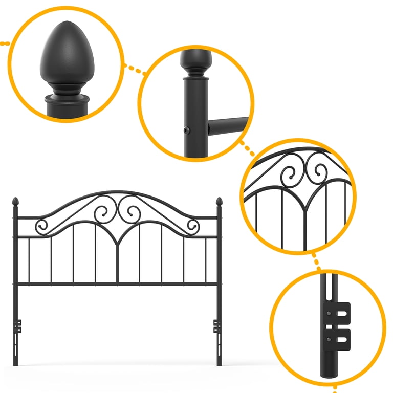 Yoneston Vintage Metal Queen Headboard, Adjustable Height photo 4