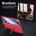 thumbnail image 5 of ELEHOLD for Samsung Galaxy Z Fold 3 Rugged Stand Case with Built-in HD Screen Protector Hinge Protection Foldable Bracket Kickstand Rugged Shockproof Full Body Cover for Galaxy Z Fold 3,Red, 5 of 7