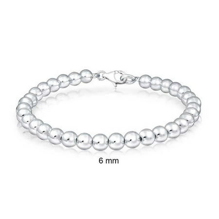 Simple Beaded Bracelets - Simple Basic Round Stackable 925 Sterling Silver Bead Ball Strand Bracelet For Women For Teen 6MM