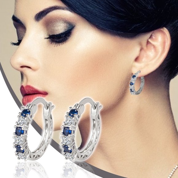 Fiudx Anillo de Diamantes Azules, Elegante Banda de Cristal Azul con Incrustaciones, Elegante Diseño de Acero Inoxidable, Perfecto para Reuniones o Fiestas En Casa, Gran Regalo para La Familia, Acces