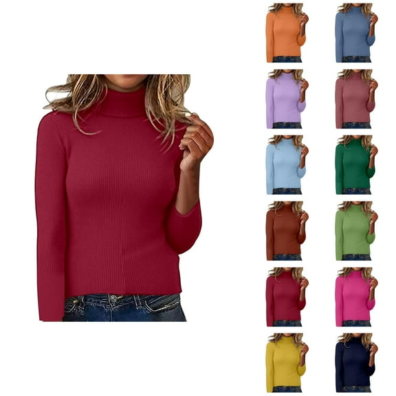 Sweaters for Women High Neck Knit Pullover Soft Slim Fit Warm Long Sleeve Casual Turtleneck Top for Fall Winter Clothing