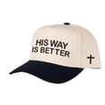 thumbnail image 2 of HIS WAY IS BETTER Letter Embroidered Color Block Trucker Hat Unisex Adjustable Cotton Breathable Fashion Cap for Travel Daily Wear, 2 of 11