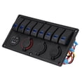 thumbnail image 4 of 12V 24V 8 Gang LED Rocker Switch Panel, Panel de control del interruptor del eje de balancín LED del barco del coche, Encendedor de cigarrillos con voltímetro doble USB con etiquetas y tornillos Ecomeon no, 4 of 6