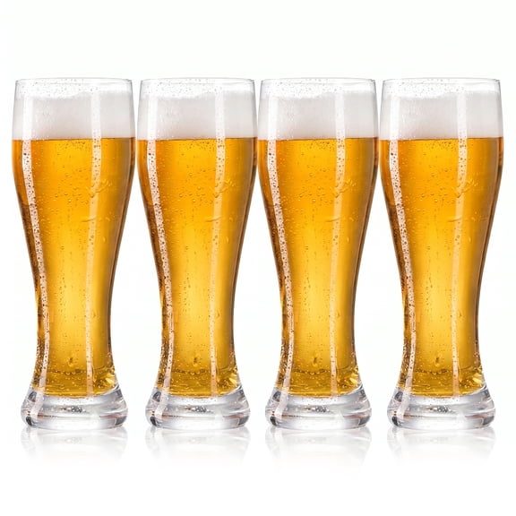 Beer Glasses 18.6 oz (550ml), Pint Glasses Set of 4, Pilsner Wheat Beer Glasses, Drinking Glasses Set, Glassware Gift for Men