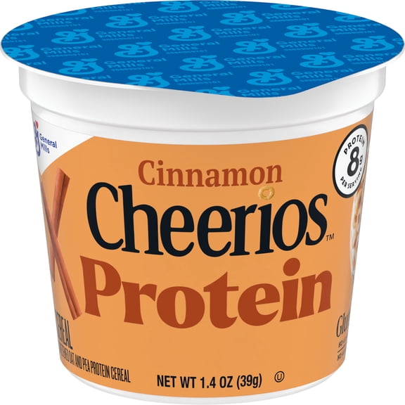 Cinnamon Cheerios Protein, Breakfast Cereal Cup, Gluten Free, Single Serve Cereal, 1.4 oz