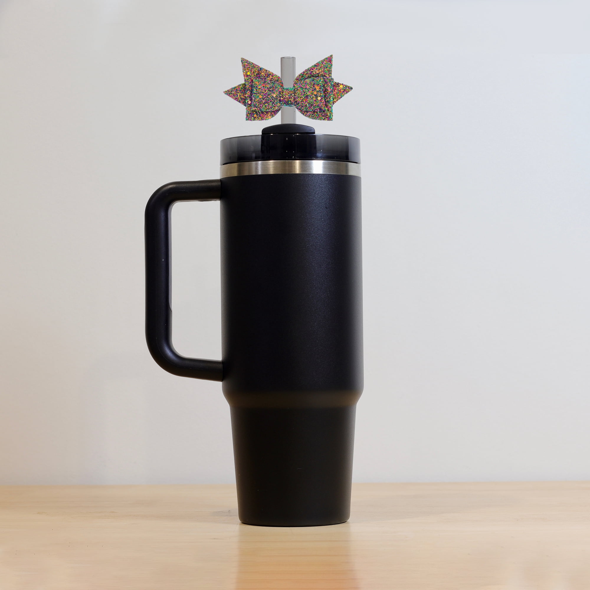 Unique Bargains 1Pc Shiny Bow Home Decoration Drinkware Accessory Gray