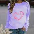 thumbnail image 6 of WREESH Breast Cancer Awareness Sweatshirt Women's Lightweight Pink Ribbon Heart Graphic Long Sleeve Tops Purple, 6 of 6