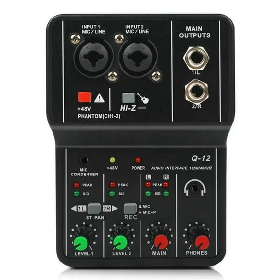 Professional Audio Mixer Sound Card with Monitor Electric Guitar Live Broadcast Recording for Studio Singing Computer PC