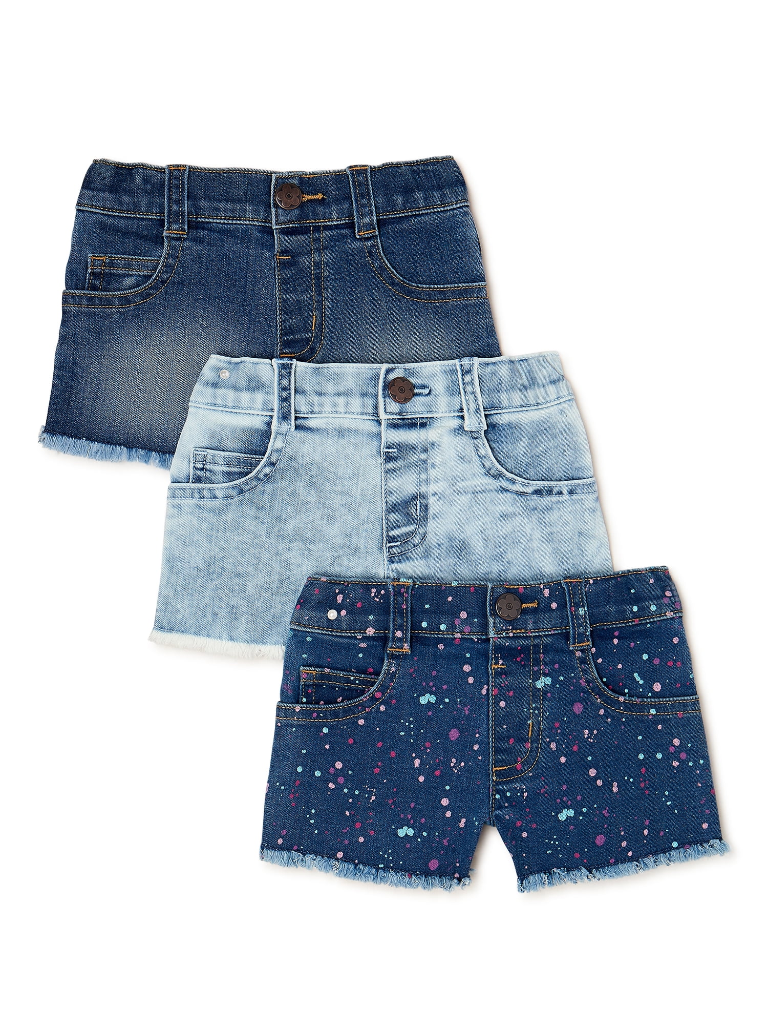 Garanimals Baby & Toddler Girls’ Denim Shorts Multipack, 3-Pack, Sizes  12M-5T