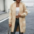 thumbnail image 2 of IROINNID Cardigan for Women Open Front Savings Lightweight Outerwear Loose Plaid Color Matching Knitted Cardigan Casual Overcoat,Beige, 2 of 9