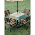 thumbnail image 4 of Outdoor Tablecloths with Umbrella Hole & Zipper, Teal Ombre 54x54 Inch Square Tablecloths, Modern Yellow Gradient Farmhouse Art Waterproof Table Cloth, Patio/Pool/Picnic Table Covers, 4 of 8