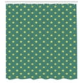 thumbnail image 3 of Stars Shower Curtain, Vintage Style Geometric Pattern with Star Motifs in Green Shades, Fabric Bathroom Set with Hooks, 69W X 75L Inches Long, Pale Green Pale Jade Green, by Ambesonne, 3 of 3