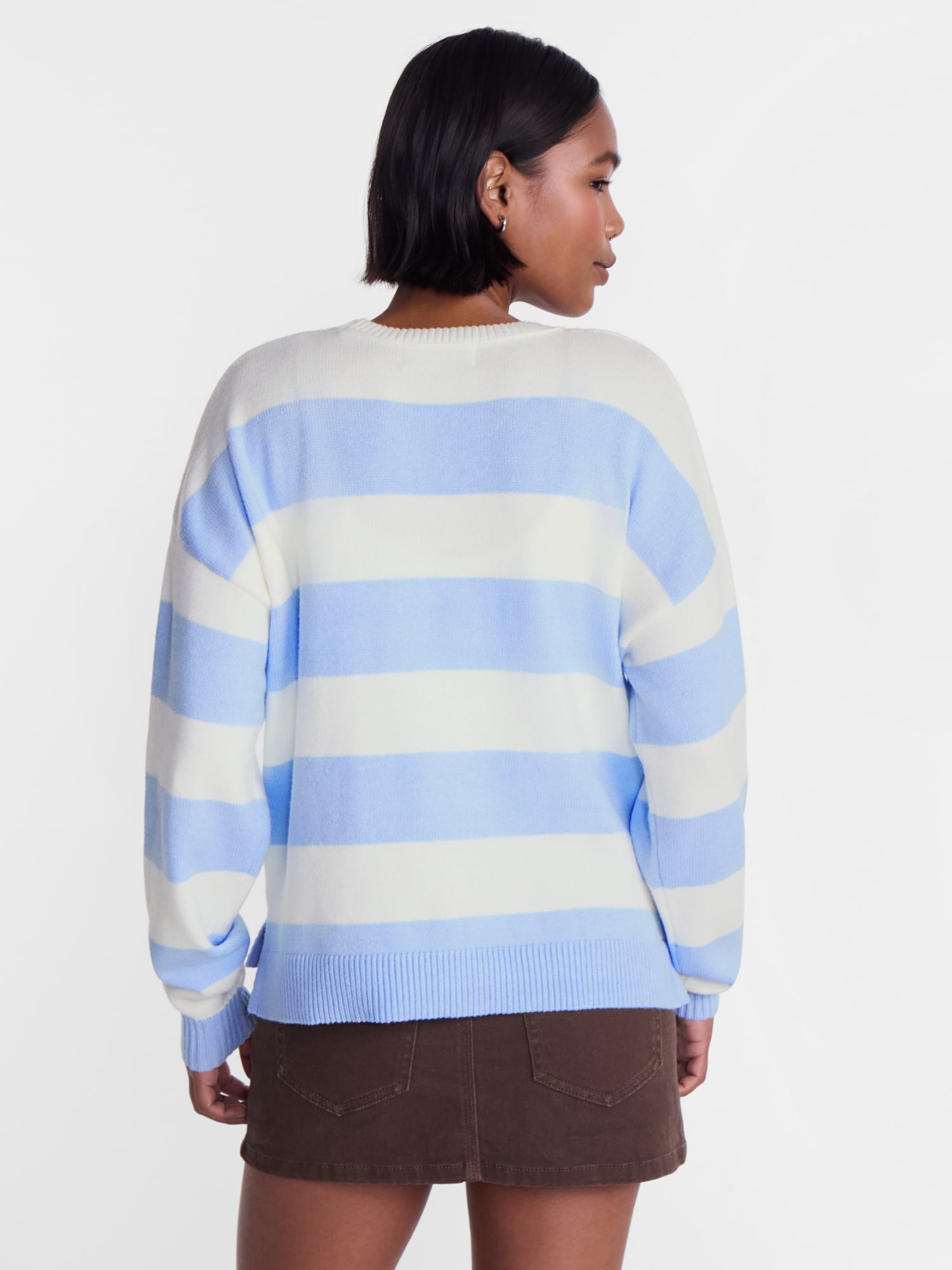 No Boundaries Essential Crewneck Sweater, Lightweight, Women's and Women's Plus XXS-4X
