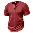 thumbnail image 3 of LUOGENLI Male T-shirts for Mens Male Spring Short Sleeve Solid Color Letter Stripe Stitching Short Sleeve Top Tee T-shirts Mens Big and Tall Easter Red S, 3 of 9