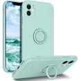 thumbnail image 1 of iPhone 11 Case, AmPm Liquid Silicone Soft Gel Rubber Slim Cover with Ring Kickstand |Car Mount Function,Shock Absorption Full Protective Anti-Scratch Case for iPhone 11, Light Green, 1 of 8