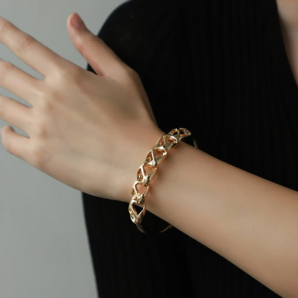 Pulseras para mujer, regalos para mujer, pulsera vintage sencilla con diseño ahuecado, pulsera de moda para mujer, pulsera de cadena
