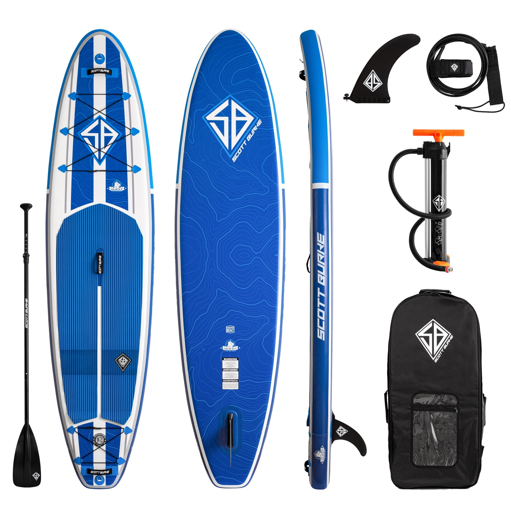Scott Burke 11' Quest Inflatable Stand Up Paddle Board Package (ISUP