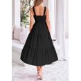 thumbnail image 2 of Vestido PRETTYGARDEN para mujer, midi, fruncido, de verano, negro, 2 of 9