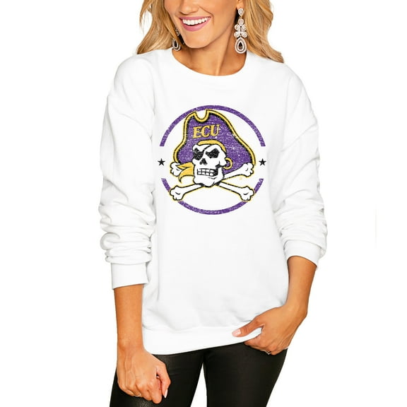 Women's Gameday Couture White ECU Pirates End Zone Oversized Sweatshirt