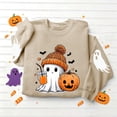 thumbnail image 5 of Halloween Sweatshirt for Women Ghost Pumpkin Bat Print Pullover Crew Neck Long Sleeve Oversized Casual Fall Tops Ribbed Cuffs and Hem Cozy Spooky Season Pullover Tops, 5 of 6