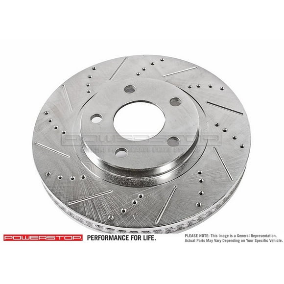Power Stop Brake Rotor AR82153XL Evolution TRU-CAST; Drilled And Slotted; Sliver Zinc Plated Cast Iron; Single