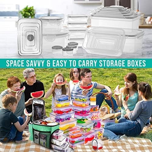 ROCKBERRY 50 Pcs  Food Storage Container with Lids Airtight & Leakproof, plastic containers (20 Stackable Boxes-20 Lids)